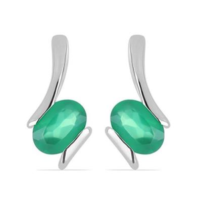 BUY GENUINE GREEN ONYX GEMSTONE EARRINGS IN 925 SILVER